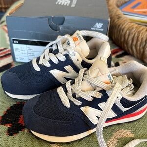 New Balance Kids' Navy and Cream Sneakers